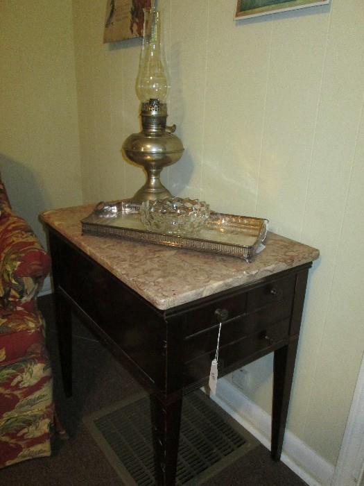 Vintage table with marble top