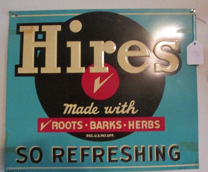 Vintage Hires root beer tin sign