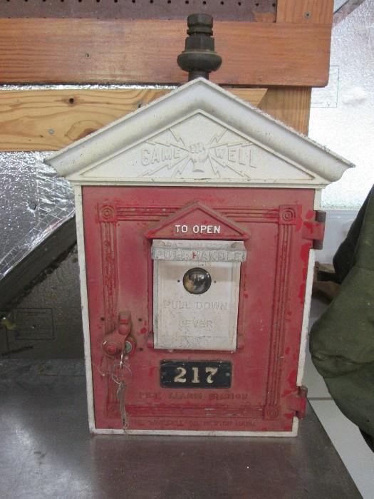 Vintage cast iron "Game Well" Fire alarm box