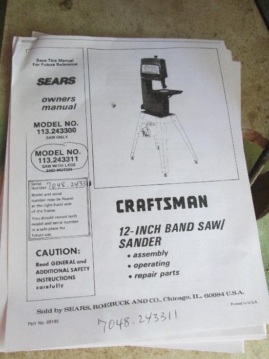 Craftsman 12 in band saw/sander