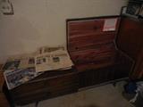 Mid Century Lane Sweetheart Chest. Cedar. Has Black Vinyl Top. Side 2 drawer Chest