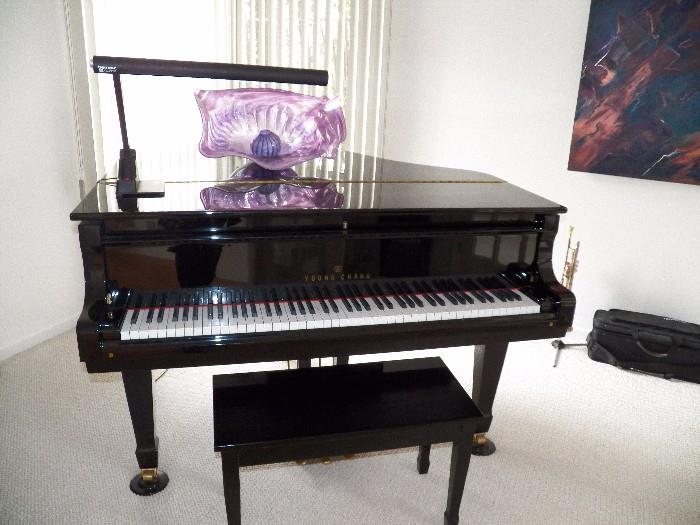 Young Chang Black Enamel Baby Grand Piano and Bench