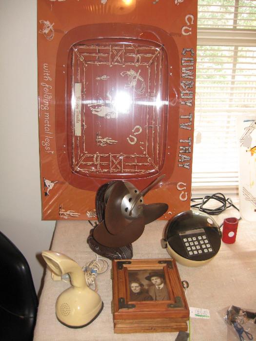 Rotary dial Ericofon (another one in red)   RCA Space Helmet calculator