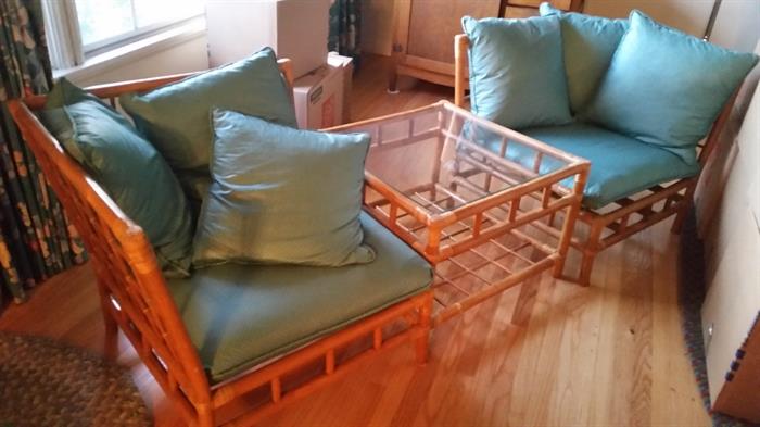 Vintage rattan corner chairs $75ea.