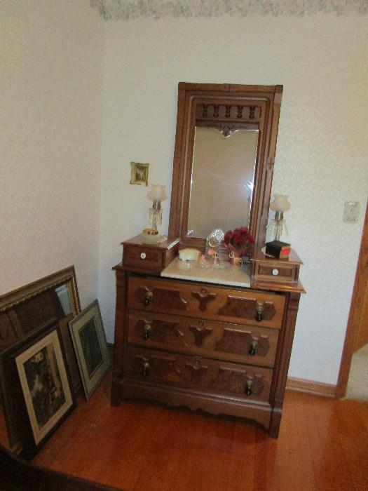 Wonderful tear drop dresser with glove boxes and miror