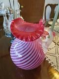 Fenton Cranberry swirl Pitcher