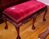 Mahogany velvet covered bench
