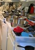 Representative selection of kitchen items - lots of pots and pans and other kitchenware