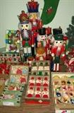 There are so many Christmas and Holiday items they fill an entire room. This is a sampling of the old vintage items - great nutcracker collection several 2 feet tall