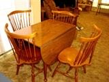Ethan Allen Heirloom Drop-leaf Table with four Nutmeg Maple Fiddleback Chairs