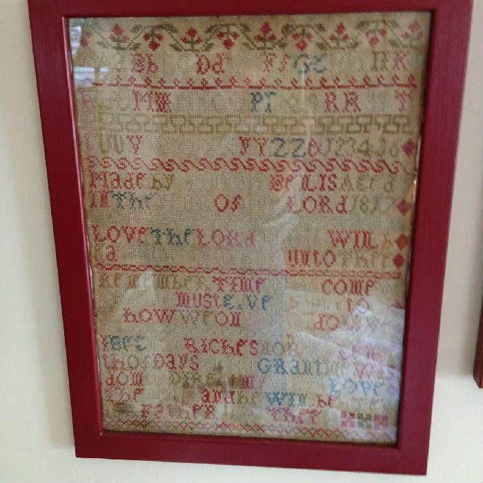 This is an 1817 American Sampler Remember time will come when we must keep acount to how we do live here...riches nor...live thos days and grant me wisdom. $400