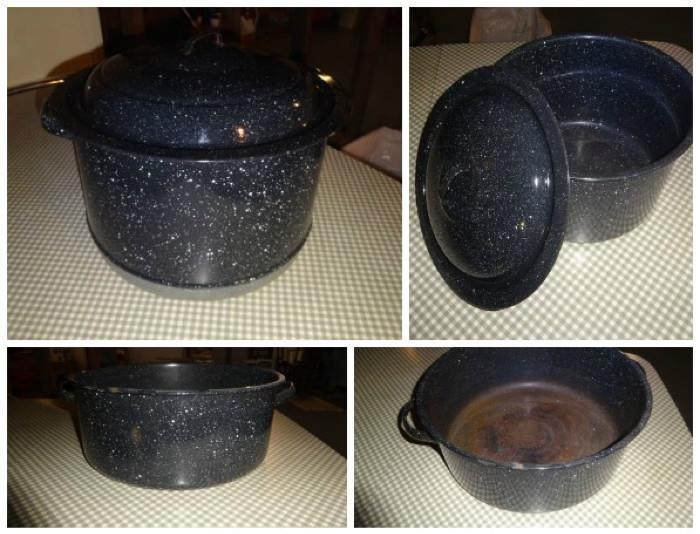 A crock pot and stock pot