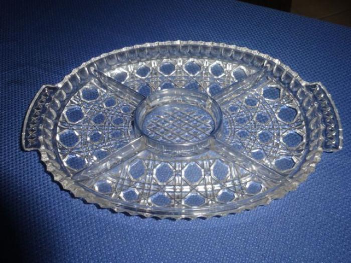 A glass serving platter.