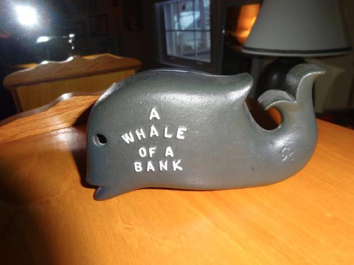 A whale piggy bank