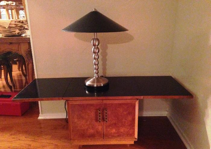 burled maple and lacquer drop leaf console table mid century awesome
