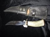 Ironman stag handle Hunter - green handle - black leather sheath