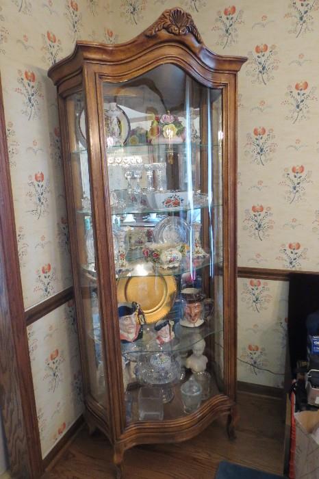 Beautiful bow front curio cabinet, side loading