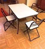 Mid-century child's folding table and chairs, perfect