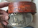 Amoco Decatur belt buckle and leather belt