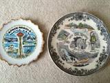 Vintage Space Needle and Great Smoky Mountains souvenir plates, old and lovely