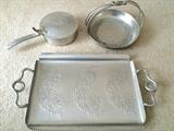 Vintage hammered aluminum serving pieces