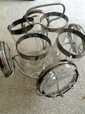 Mid-century glass/coaster set with rack