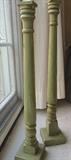 Wooden candlesticks in avocado