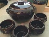 Bean crock with matching bowls