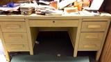 Vintage large blonde wooden desk