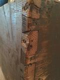 Closeup of construction on antique box
