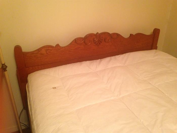 Antique oak full size bed with headboard and footboard