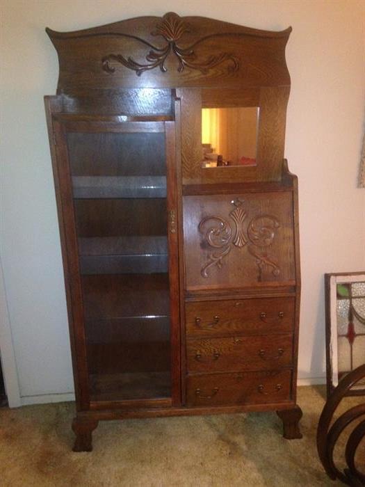 Antique oak side by side, circa late 1800's