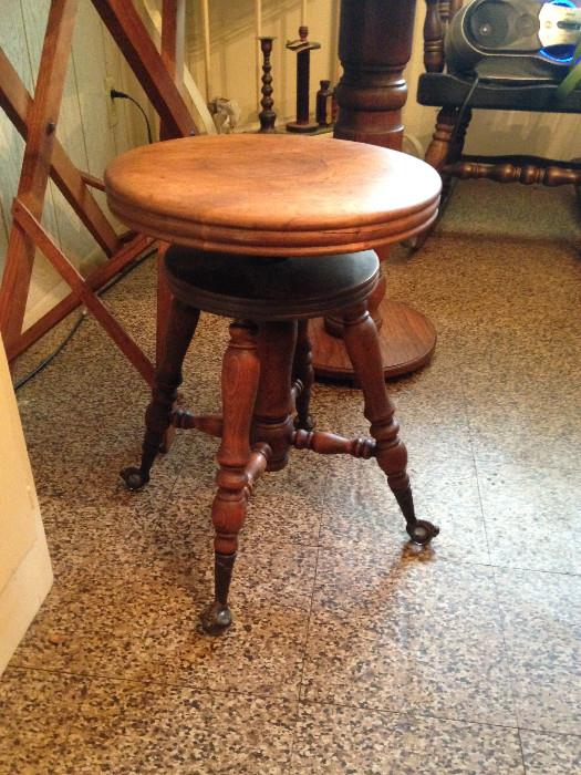 Very old Antique ball and claw Piano stool