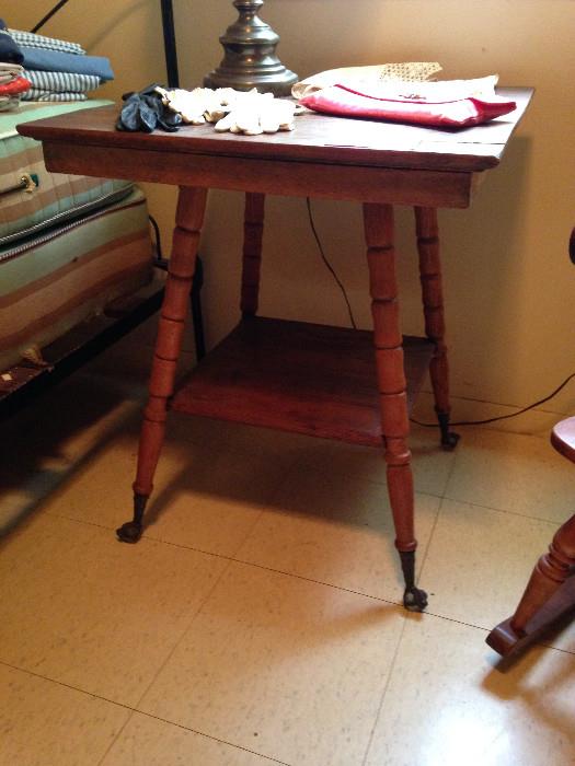Antique oak lamp table with ball and claw turned legs