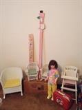 antique doll wicker chairs high chair childs suitcase