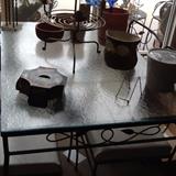 metal patio set with 4 chairs glass top