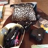 Vintage hand bags, wallets, glasses, cameras