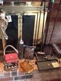 bird house,old army canteen original, fireplace tools