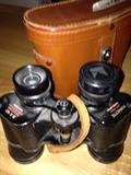 Binoculars with leather case