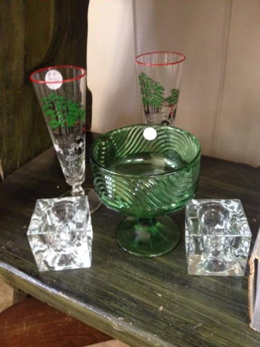 MCM & Contemporary Glassware share a spot in the family room