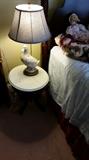 Marble top occasional table with duck lamp