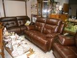 Leather sofa, loveseat and chair all reclining