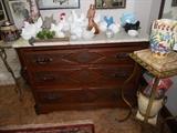 Antique dresser, marble top plant stand