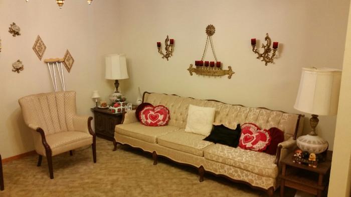 French Provincial sofa and club wing backs