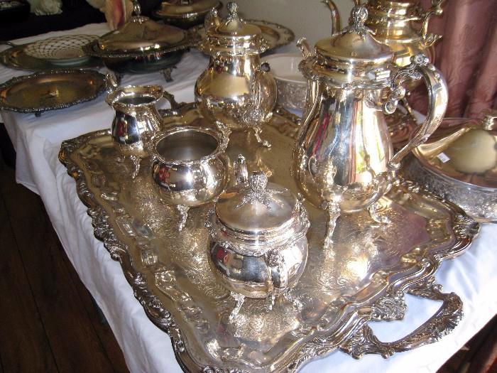 silver over brass tea and coffee set