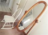 solid wood rocking chair & standing dressing mirror