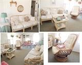 sunroom - Wicker furniture - 2 sofas, chairs and side tables
