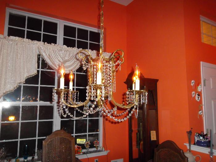 brass & crystal chandelier