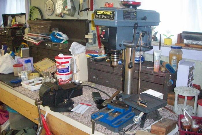drill press and tool boxes