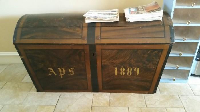 many old trunks, various sizes, designs